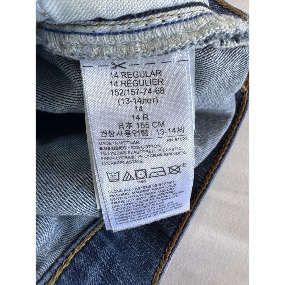 GAP Kids Boys Original Jeans Size 14 Regular Stretch Straight Denim Blue EUC - Picture 9 of 10